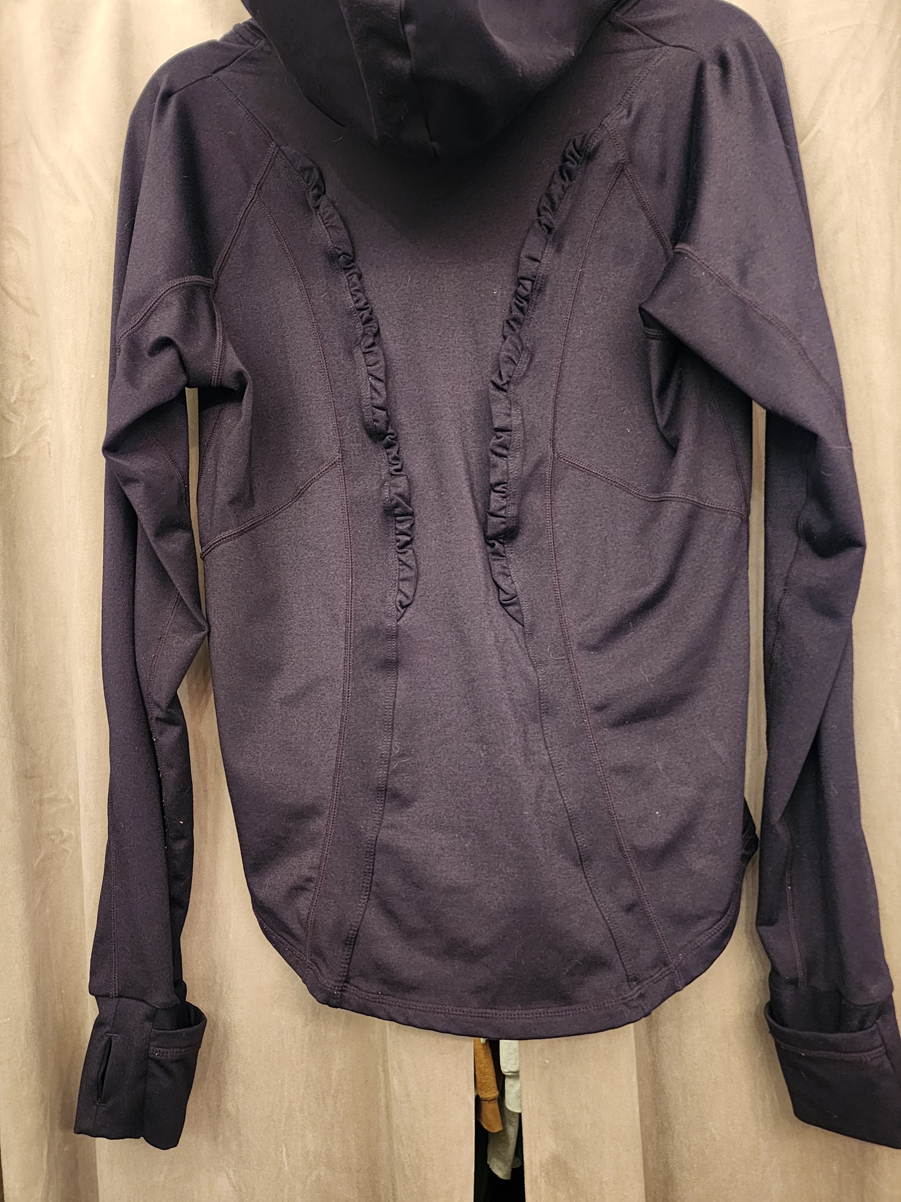 Super Cute Senita Athletic Women's Hood Full Zip Jacket W/ Ruffle Detail - Black